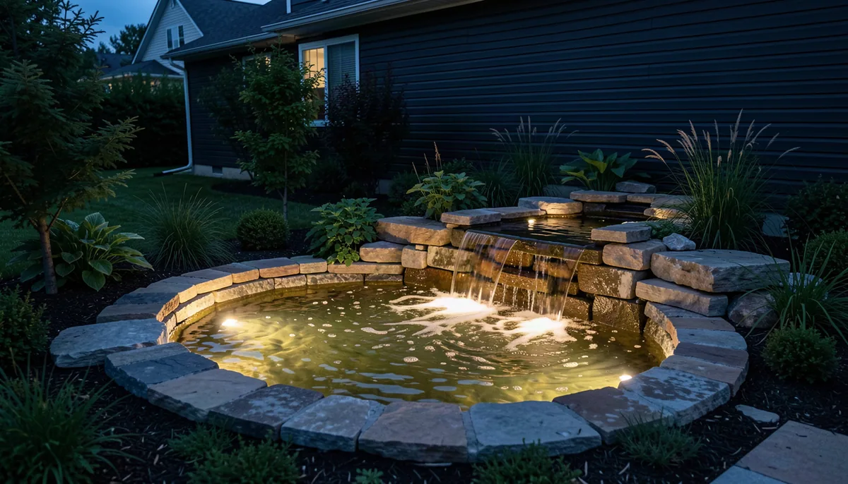 How to light a pond and waterfall at night